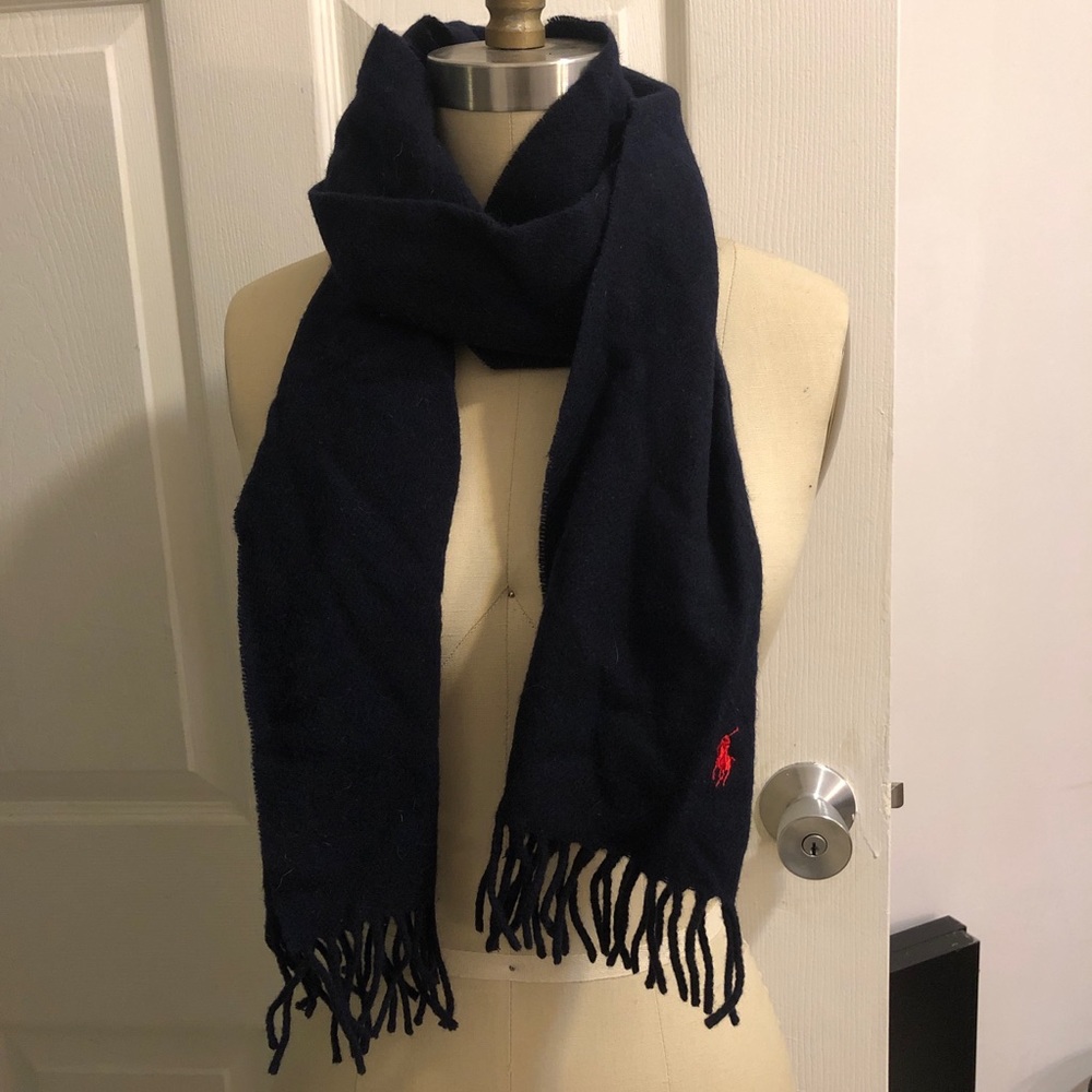 Ralph Lauren navy blue wool scarf